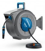 GRINDA HRA-30, шланг 30м x 1/2″, на поворотном кронштейне настенная, поливочный набор 4 предмета, катушка автоматическая со шлангом ProLine (428471)