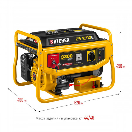 STEHER 3300 Вт, бензиновый генератор с электростартером (GS-4500E) по цене 34 390 руб. купить в Воронеже.