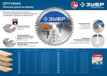 ЗУБР Оптима, 140 x 12.7 мм, 24Т, пильный диск по дереву, Профессионал (36903-140-12.7-24) по цене 295 руб. купить в Воронеже.