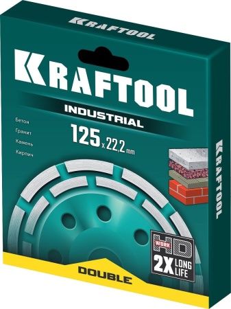 KRAFTOOL Double, d 125 мм, двухрядная алмазная шлифовальная чашка, INDUSTRIAL (33369-125) по цене 2 400 руб. купить в Воронеже.