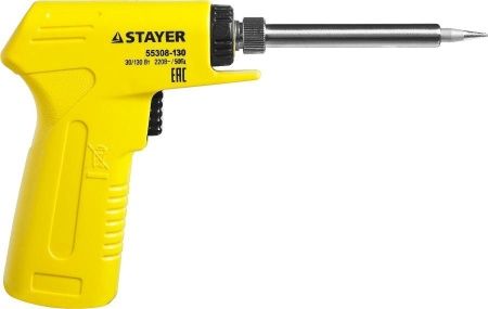 Электропаяльник STAYER 30Вт+130Вт, 2в1, конус, с пистолетной рукояткой, керамический нагреватель, PROTerm по цене 1 090 руб. купить в Воронеже.