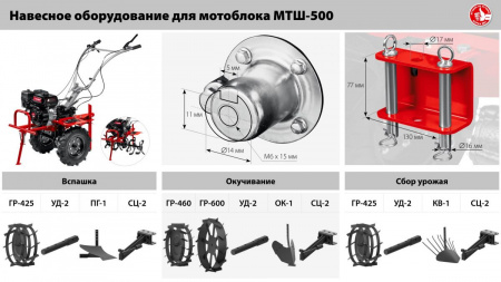 ЗУБР 7 л.с., мотоблок с ВОМ (МТШ-500) по цене 41 500 руб. купить в Воронеже.