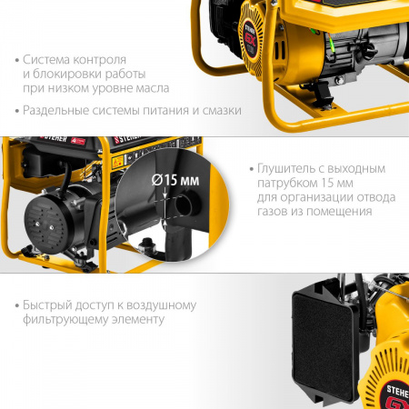 STEHER 1200 Вт, бензиновый генератор (GS-1500) по цене 18 270 руб. купить в Воронеже.