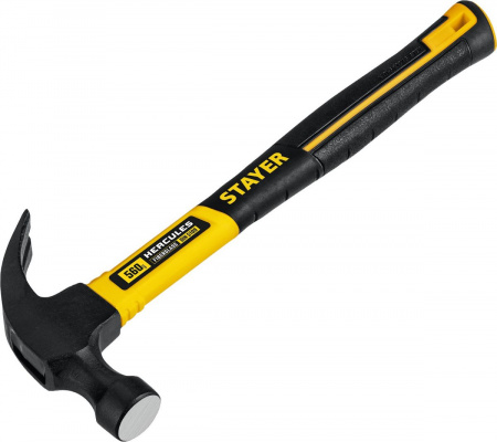 STAYER Hercules, 560 г, молоток-гвоздодёр столярный с фиберглассовой рукояткой, Professional (2026-560) по цене 1 040 руб. купить в Воронеже.