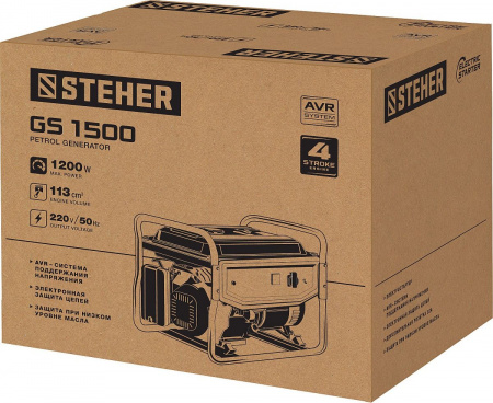 STEHER 1200 Вт, бензиновый генератор (GS-1500) по цене 18 270 руб. купить в Воронеже.