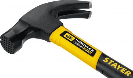 STAYER Hercules-M, 450 г, молоток-гвоздодёр столярный с фиберглассовой рукояткой, Professional (2027-450) по цене 850 руб. купить в Воронеже.