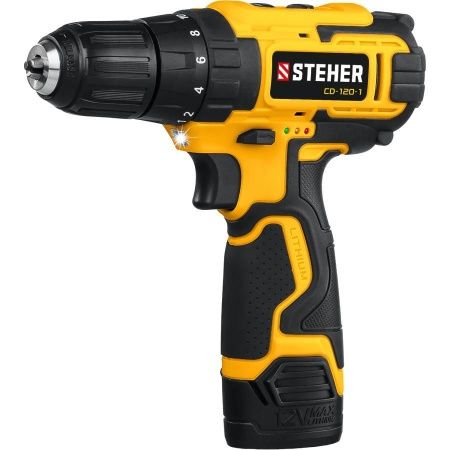 STEHER 12В, 1 АКБ (2Ач), в кейсе, дрель-шуруповерт. CD-120-1 по цене 1 990 руб. купить в Воронеже.