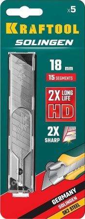 KRAFTOOL SOLINGEN 18 мм лезвия сегментированные, 15 сегментов, 5 шт по цене 384 руб. купить в Воронеже.