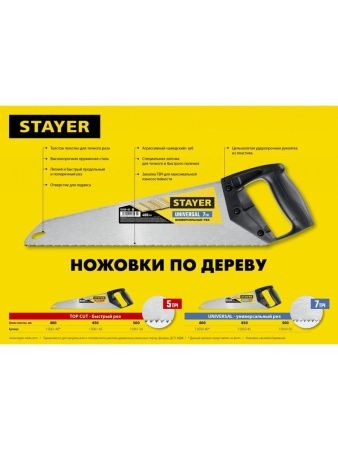 STAYER Universal, 450 мм, универсальная ножовка (15050-45) по цене 460 руб. купить в Воронеже.