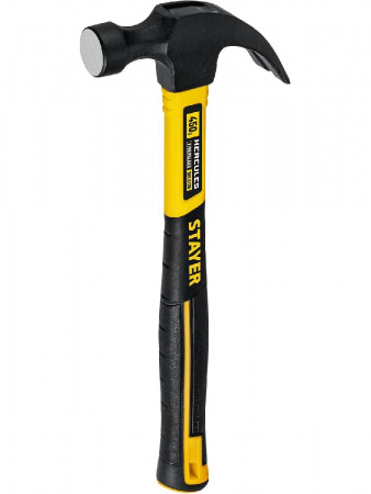 STAYER Hercules, 450 г, молоток-гвоздодёр столярный с фиберглассовой рукояткой, Professional (2026-450) по цене 790 руб. купить в Воронеже.