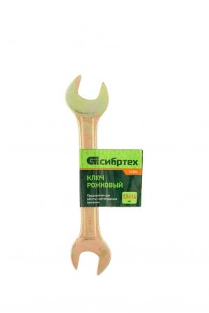 Ключ рожковый, 13 х 14 мм, желтый цинк Сибртех по цене 105 руб. купить в Воронеже.
