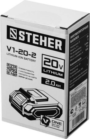 STEHER 20В, Li-Ion, 2 Ач, тип V1, аккумуляторная батарея. V1-20-2 по цене 1 990 руб. купить в Воронеже.