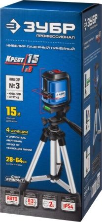 ЗУБР КРЕСТ-15, нивелир лазерный , суперкомпакт, 15м, , точн. +/-0,3 мм/м, штатив, чехол по цене 4 530 руб. купить в Воронеже.