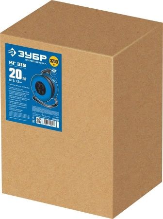 Силовой удлинитель на стальной катушке ЗУБР КГ 3х1.5 20м 3700Вт IP44, КГ 315 по цене 5 220 руб. купить в Воронеже.