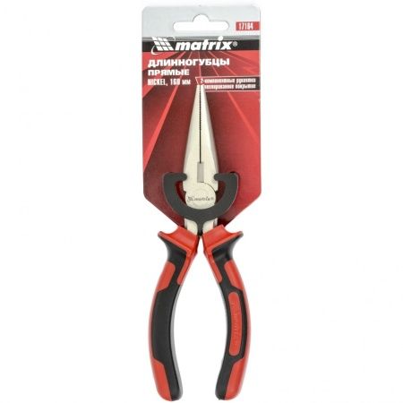 Длинногубцы прямые Nickel, 160 мм, никелированные, двухкомпонентные рукоятки Matrix по цене 376 руб. купить в Воронеже.
