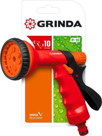 GRINDA P-10, 10 режимов, курок сзади, пистолет поливочный пластиковый по цене 520 руб. купить в Воронеже. GRINDA P-10, 10 режимов, курок сзади, пистолет поливочный пластиковый по цене 520 руб. купить в Воронеже.