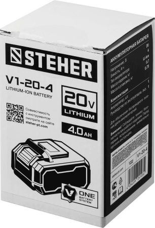 STEHER 20В, Li-Ion, 4 Ач, тип V1, аккумуляторная батарея. V1-20-4 по цене 3 290 руб. купить в Воронеже.