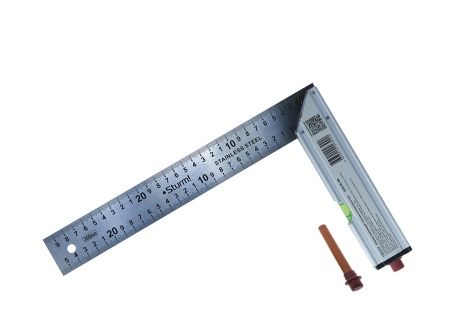 Угольник с уровнем и карандашом, 300мм, стальной, серия Кулибин, Sturm! по цене 840 руб. купить в Воронеже.