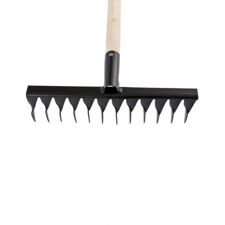 Грабли стальные, 300 х 1300 мм, 12 витых зубьев, деревянный черенок, Россия, Сибртех по цене 453 руб. купить в Воронеже.