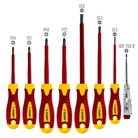 Набор: Отвертки SL 3, 5, 6 / PH 1, 2 / PZ 1, 2, тестер 100-250 В, ЗУБР ″Профессионал″ 25268, в кейсе, 8 предметов по цене 2 180 руб. купить в Воронеже.