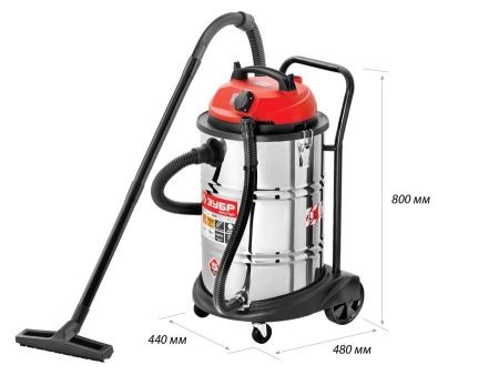 Пылесос строительный, ЗУБР ПУ-60-1400 М4, модель М4-60, 60 л, 1400 Вт, сухая и влажная уборка, корпус из нержав. стали, розетка до 2000 Вт по цене 11 630 руб. купить в Воронеже.