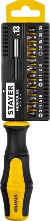 STAYER Hercules-B13 набор: отвертка-битодержатель с насадками 13 шт по цене 480 руб. купить в Воронеже.