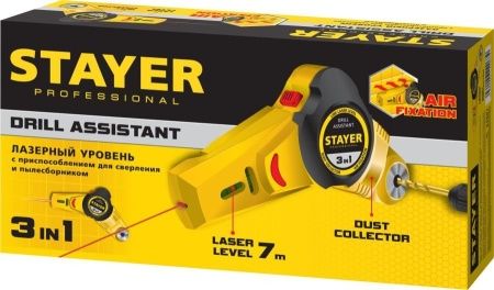STAYER Drill Assistant уровень с приспособлением для сверления, 7м, точн. +/-1,5 мм/м по цене 1 770 руб. купить в Воронеже.