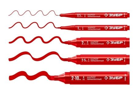 Перманентный маркер ЗУБР, 1 мм заостренный, красный, МП-100, серия Профессионал по цене 43 руб. купить в Воронеже.
