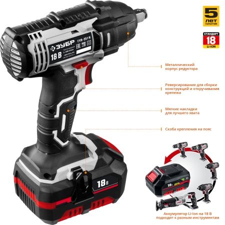 ГУЛ-251 гайковерт ударный, в кейсе, ЗУБР по цене  купить в Воронеже.