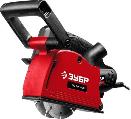 Штроборез (бороздодел), ЗУБР ЗШ-30-1200 Т, макс. глубина паза 30 мм, 125 мм, пылезащита, подключение пылесоса, защита от перегрузки, 1200 Вт по цене 8 880 руб. купить в Воронеже.