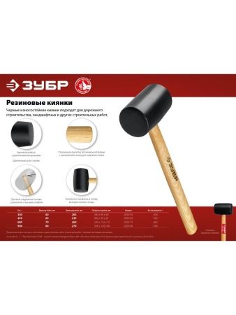 ЗУБР 450 г, чёрная, резиновая киянка (2050-65) по цене 409 руб. купить в Воронеже.
