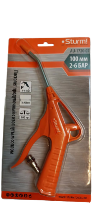 Пистолет продувочный, изогнутое сопло 100 мм, 2-6 бар, d=3, 8мм Sturm! по цене 540 руб. купить в Воронеже.