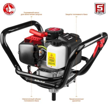 Мотобур (бензобур) со шнеком, d=60-200 мм, 52 см3, 1 оператор, ЗУБР по цене 19 160 руб. купить в Воронеже.