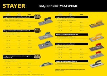 STAYER Master 130х27 0мм, 10х10 мм, гладилка штукатурная зубчатая нержавеющая с пластиковой ручкой по цене 338 руб. купить в Воронеже.