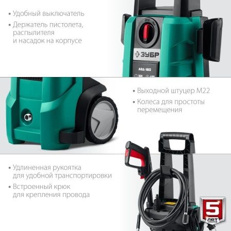 Мойка высокого давления ЗУБР 160 Атм, 2100 Вт по цене 11 290 руб. купить в Воронеже.