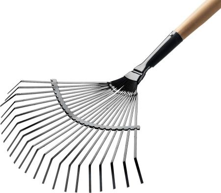 GRINDA 22 плоских зубца, 440х260х1500 мм, грабли садовые веерные, с деревянным черенком по цене 700 руб. купить в Воронеже.