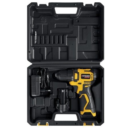 STEHER 12 В, 40 Н·м, 2 АКБ (2 А·ч), бесщеточная дрель-шуруповерт, кейс (CDB-120-2) по цене 3 720 руб. купить в Воронеже.