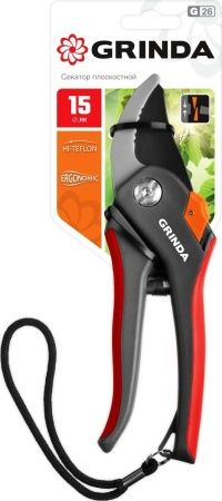 G-26 Секатор с двухкомпонентными рукоятками, плоскостной, 205 мм, GRINDA по цене 650 руб. купить в Воронеже.
