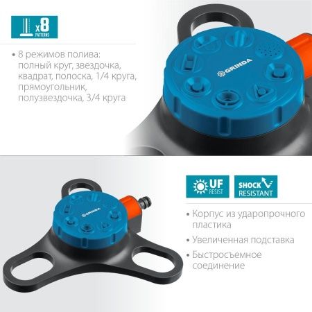GRINDA PROLine RF-3, 64 м2 полив, на подставке, распылитель стационарный, пластиковый по цене 620 руб. купить в Воронеже.