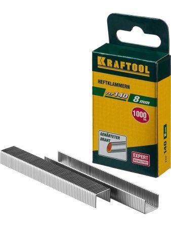KRAFTOOL тип 140 (G/11/57) 8 мм, 1000 шт, калибр 20GA, скобы для степлера (31680-08)