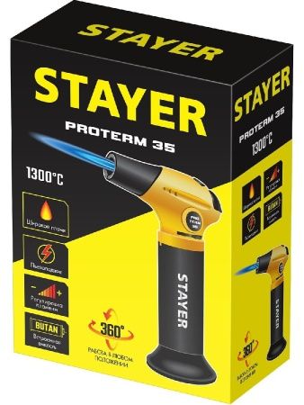 STAYER ProTerm 35, 1300°С, автономная газовая горелка с пьезоподжигом, Professional (55522) по цене 1 880 руб. купить в Воронеже.