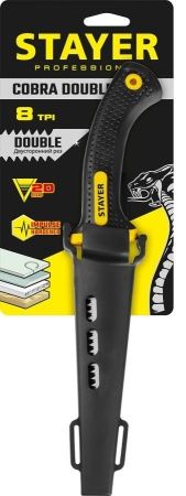 STAYER Cobra Double-8 150 мм выкружная мини-ножовка по гипсокартону с двухсторонним лезвием в ножнах по цене 690 руб. купить в Воронеже.