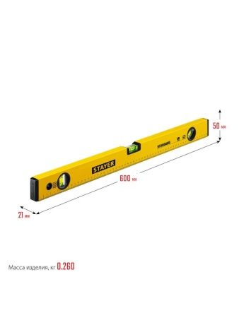 STAYER STANDARD, 600 мм, с линейкой, уровень (3460-060) по цене 580 руб. купить в Воронеже.