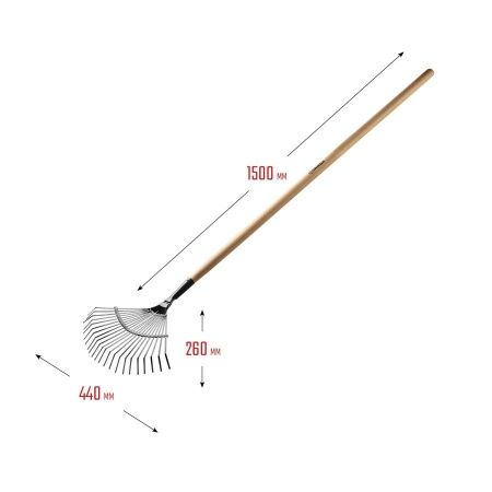 GRINDA 22 плоских зубца, 440х260х1500 мм, грабли садовые веерные, с деревянным черенком по цене 700 руб. купить в Воронеже.