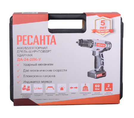 Дрель-шуруповерт аккумуляторная Ресанта ДА-24-2ЛК-У по цене 7 890 руб. купить в Воронеже.