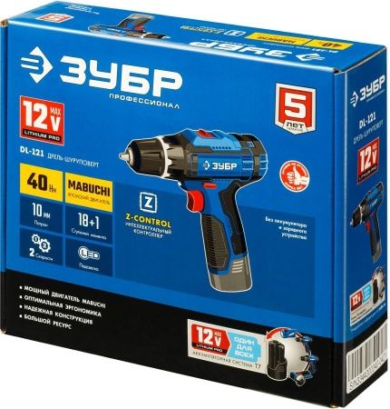 ЗУБР 12В, без АКБ, в коробке, дрель-шуруповерт, Профессионал. DL-121 по цене 5 210 руб. купить в Воронеже.