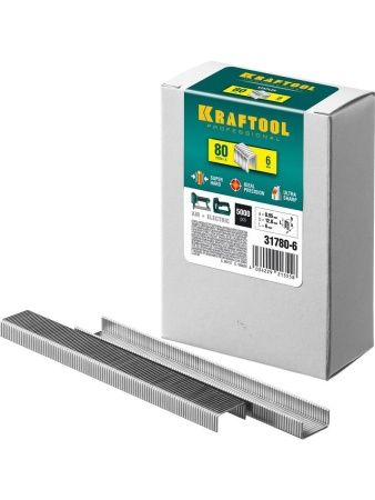 KRAFTOOL тип 21GA (80/Pr A/Senco AT) 6 мм, 5000 шт, скобы для степлера (31780-6)