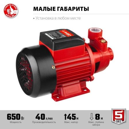 Поверхностный насос ЗУБР, 650 Вт, вихревой по цене 5 990 руб. купить в Воронеже.