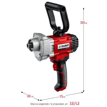 Миксер ЗУБР МР-1100 строительный, 1100 Вт, 0-600 об/мин, М14 патрон, перемешивание ″вверх/вниз″ по цене 6 520 руб. купить в Воронеже.