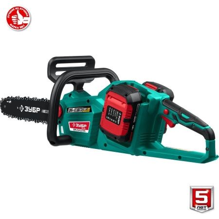 ЗУБР 36В бесщеточная пила цепная, 2х18В АКБ (4Ач). ПЦЛ-3635-42 по цене 22 240 руб. купить в Воронеже.